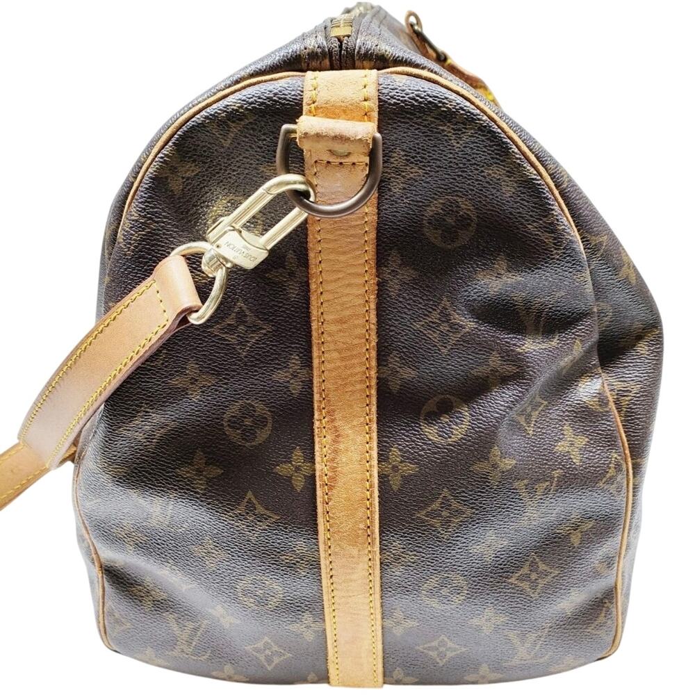 Louis Vuitton LV Boston Bag Keepall Bandouliere 55 Brown Monogram EUC - Picture 3 of 9